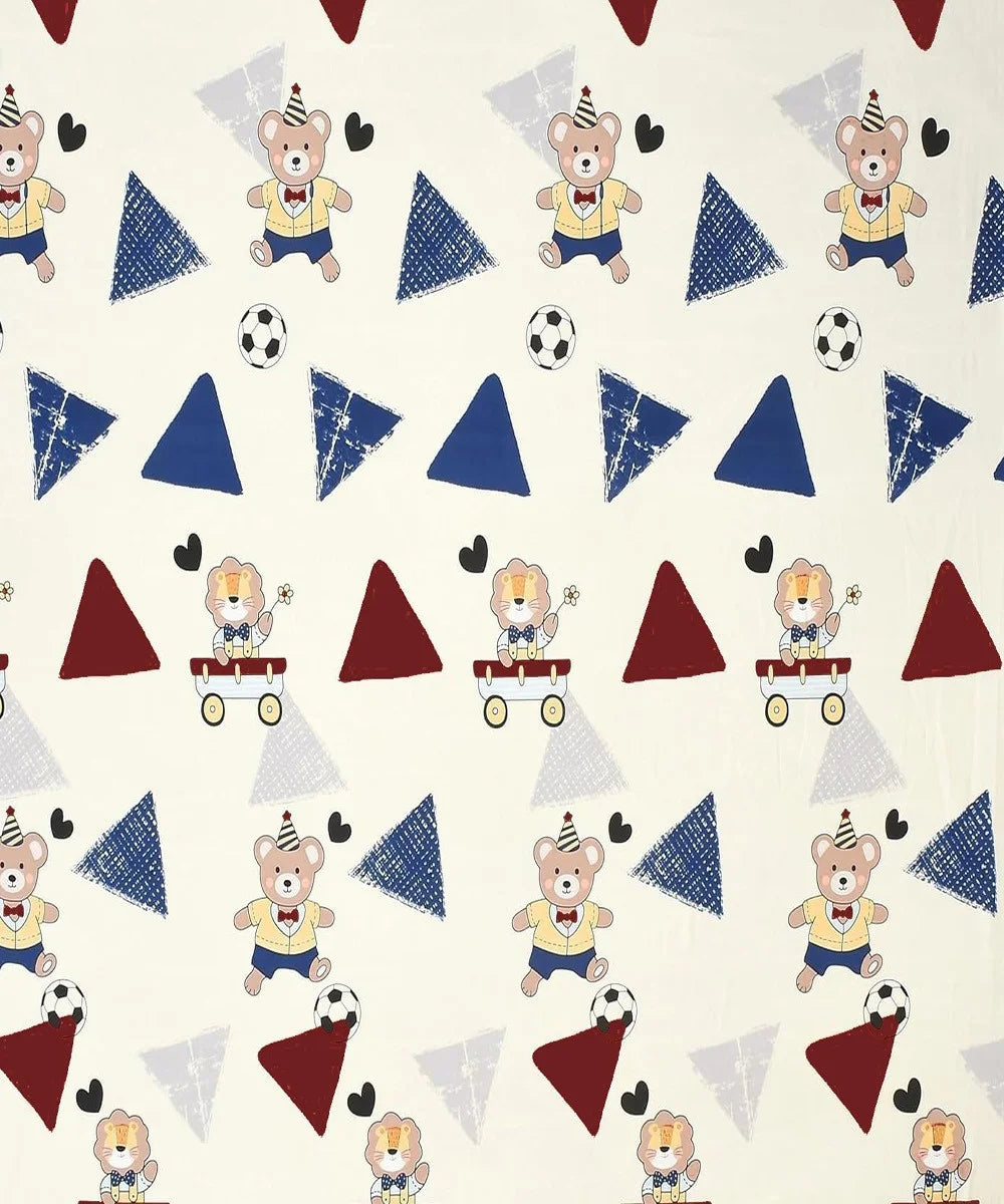 Teddy Football Kids Flat Bedsheet With Pillow Covers