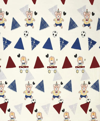 Teddy Football Kids Flat Bedsheet With Pillow Covers