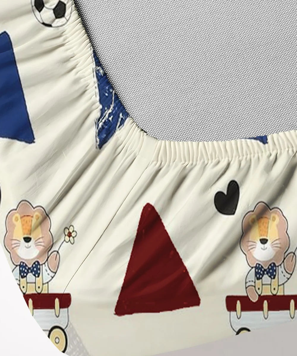 Teddy Football Kids Flat Bedsheet With Pillow Covers