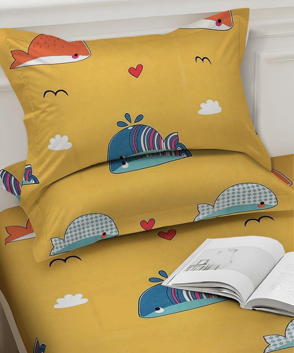 Little Ocean Buddies Kids Flat Bedsheet With Pillow Covers