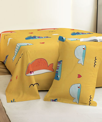Little Ocean Buddies Kids Flat Bedsheet With Pillow Covers