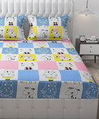 Furry Playmates Kids Flat Double Bedsheet With 2 Pillow Cover