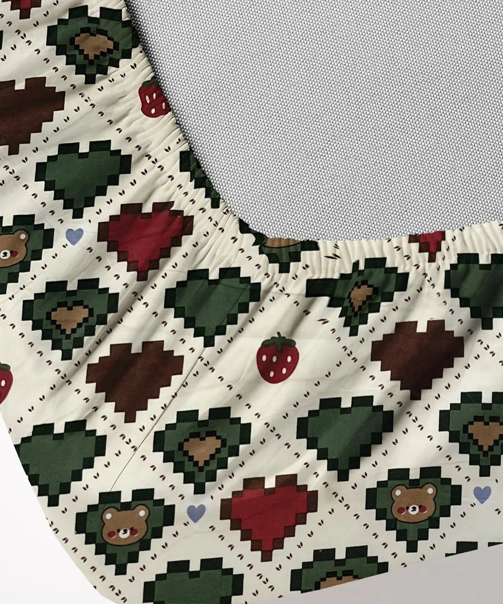 Retro Heartland Printed Kids Single Bedsheet With 1 Pillow Cover