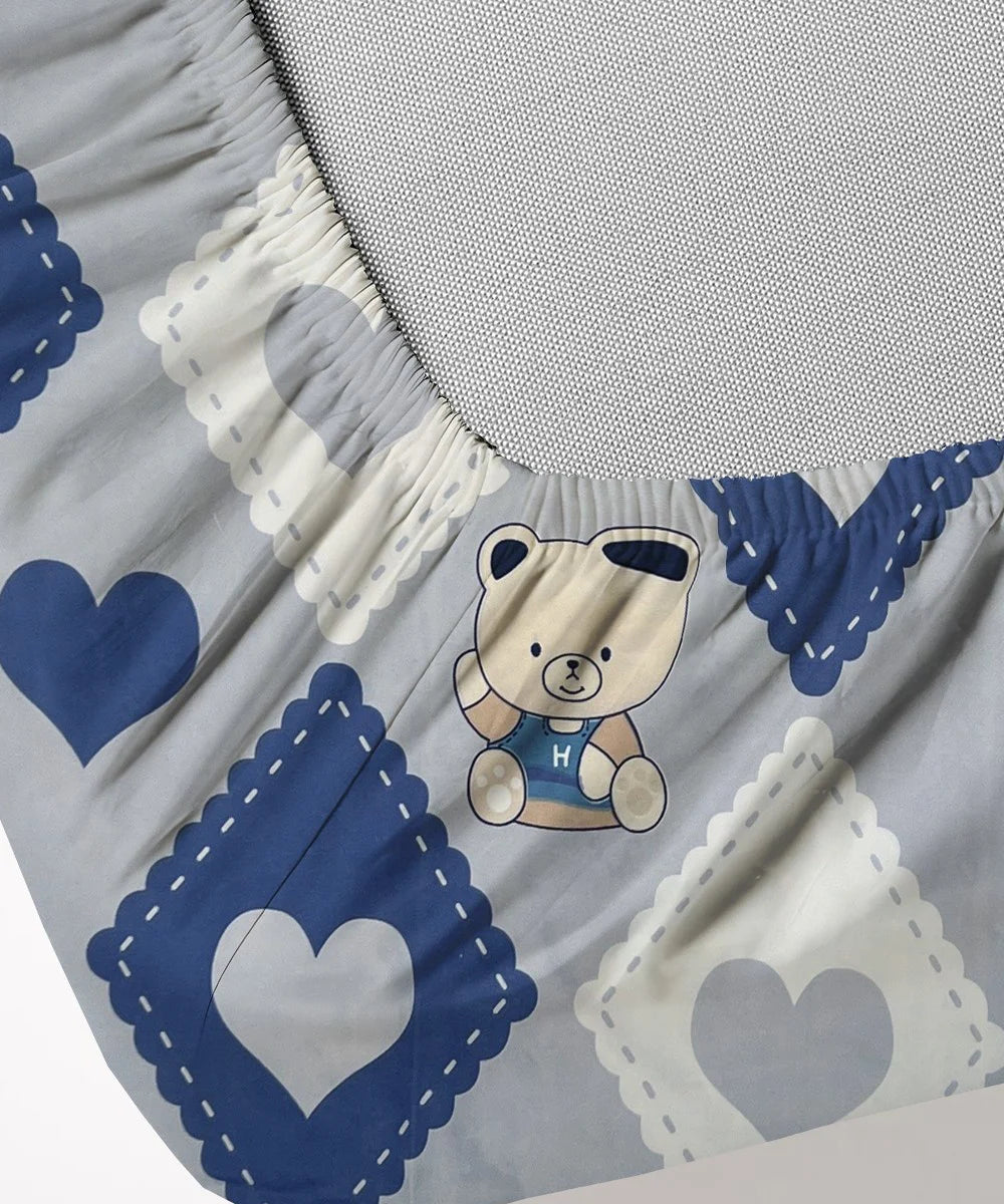 Little Heartbeats Printed Kids Single Bedsheet With 1 Pillow Cover