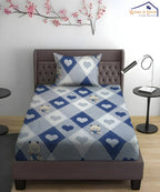 Little Heartbeats Printed Kids Single Bedsheet With 1 Pillow Cover