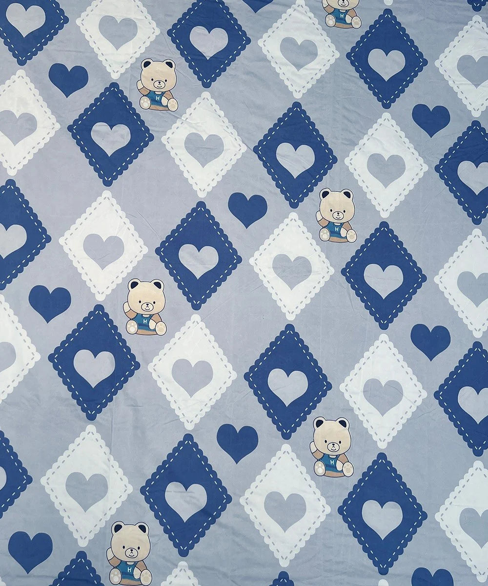 Little Heartbeats Printed Kids Single Bedsheet With 1 Pillow Cover