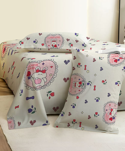 Kitty Hearts Kids Flat Bedsheet With Pillow Covers