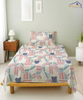 Giggle Grid Kids Single Bedsheet With 1 Pillow Cover