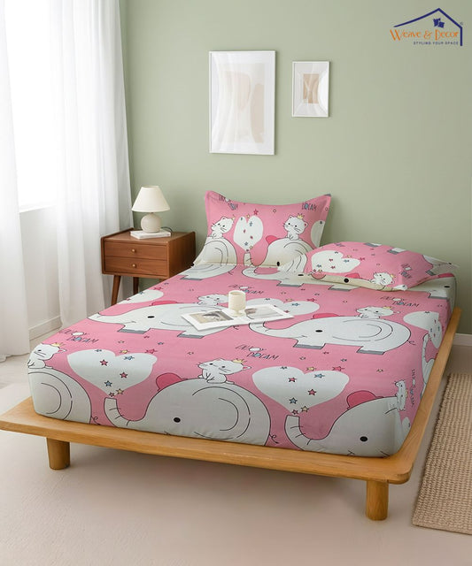 Pink Parade Dreams Kids Flat Bedsheet With Pillow Covers
