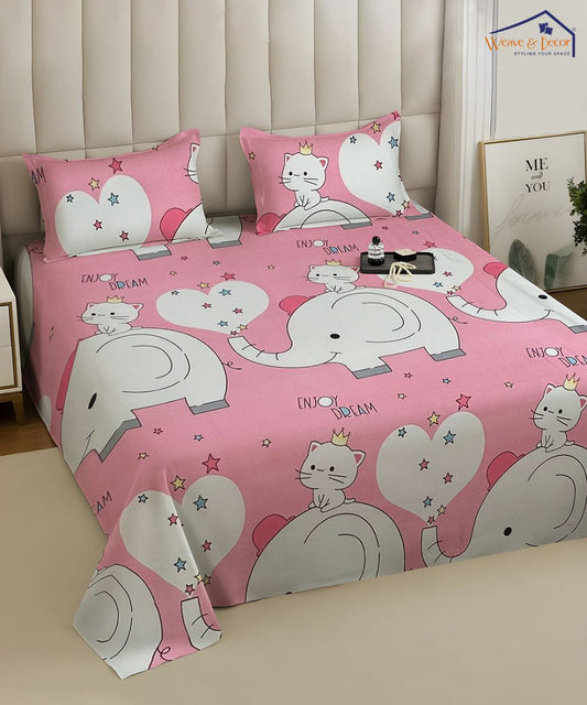 Pink Parade Dreams Kids Flat Bedsheet With Pillow Covers