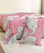 Pink Parade Dreams Kids Flat Bedsheet With Pillow Covers