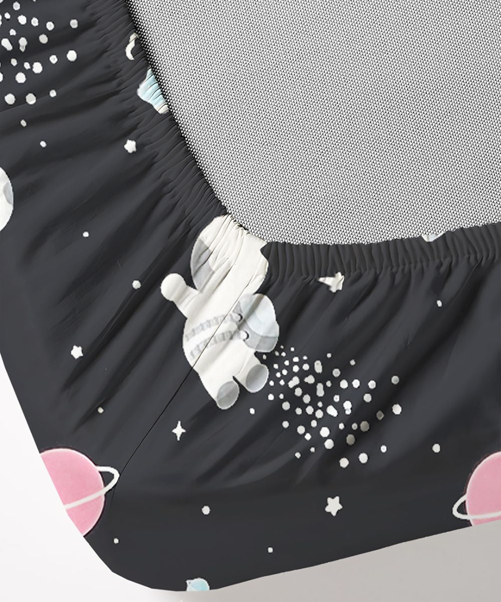 Galactic Dreams  Kids Flat Bedsheet With Pillow Covers