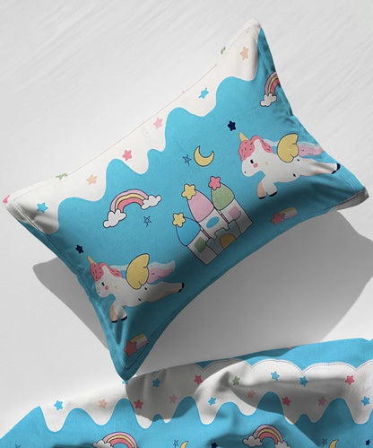 Unicorn Dreamland Sky Kids Flat Bedsheet With Pillow Covers