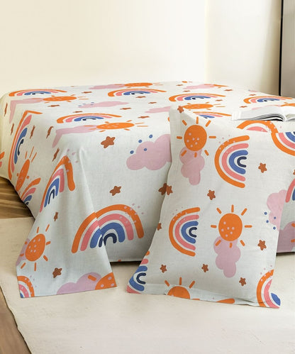 Rainbow Sunshine Dream Kids Bedsheet With Pillow Covers