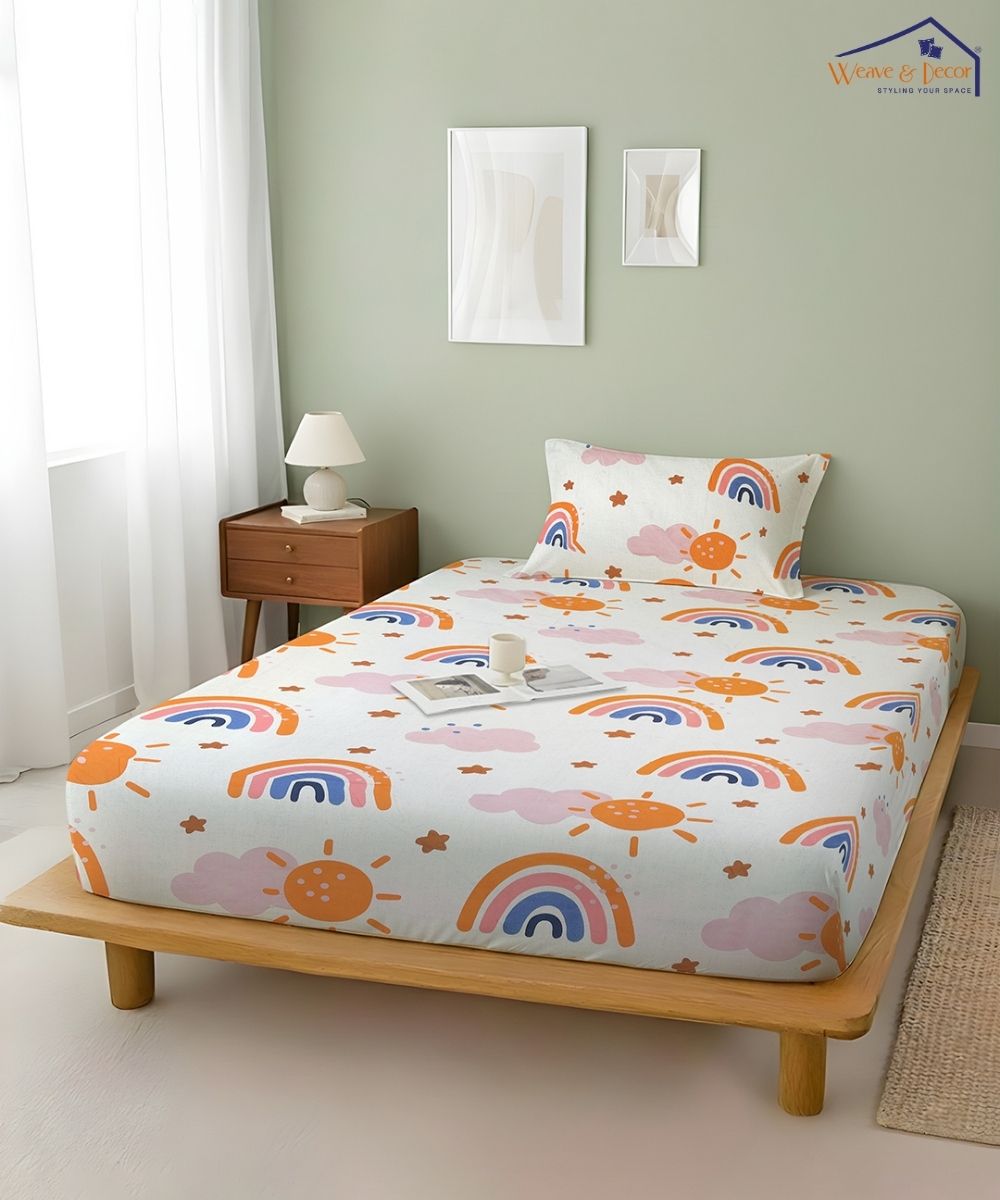 Rainbow Sunshine Dream Kids Bedsheet With Pillow Covers