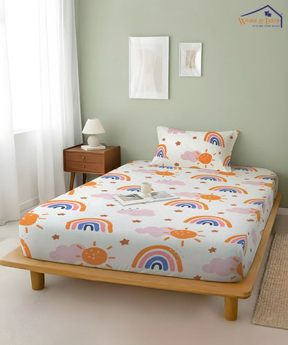 Rainbow Sunshine Dream Kids Bedsheet With Pillow Covers