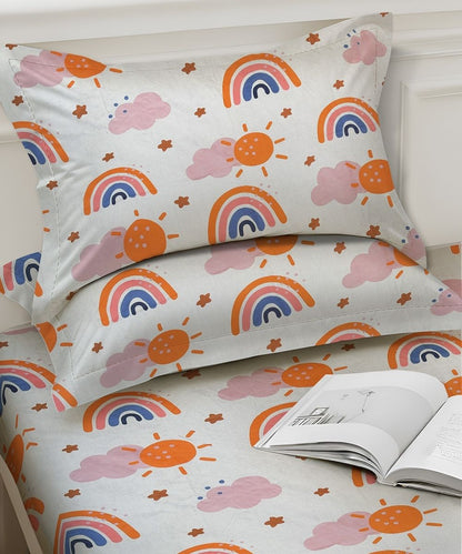 Rainbow Sunshine Dream Kids Bedsheet With Pillow Covers