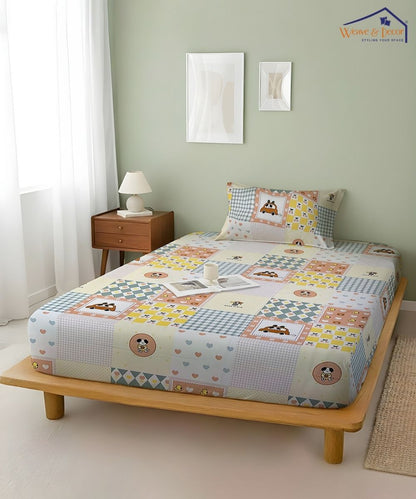 Sweet Bear Dreams Kids Bedsheet With Pillow Covers