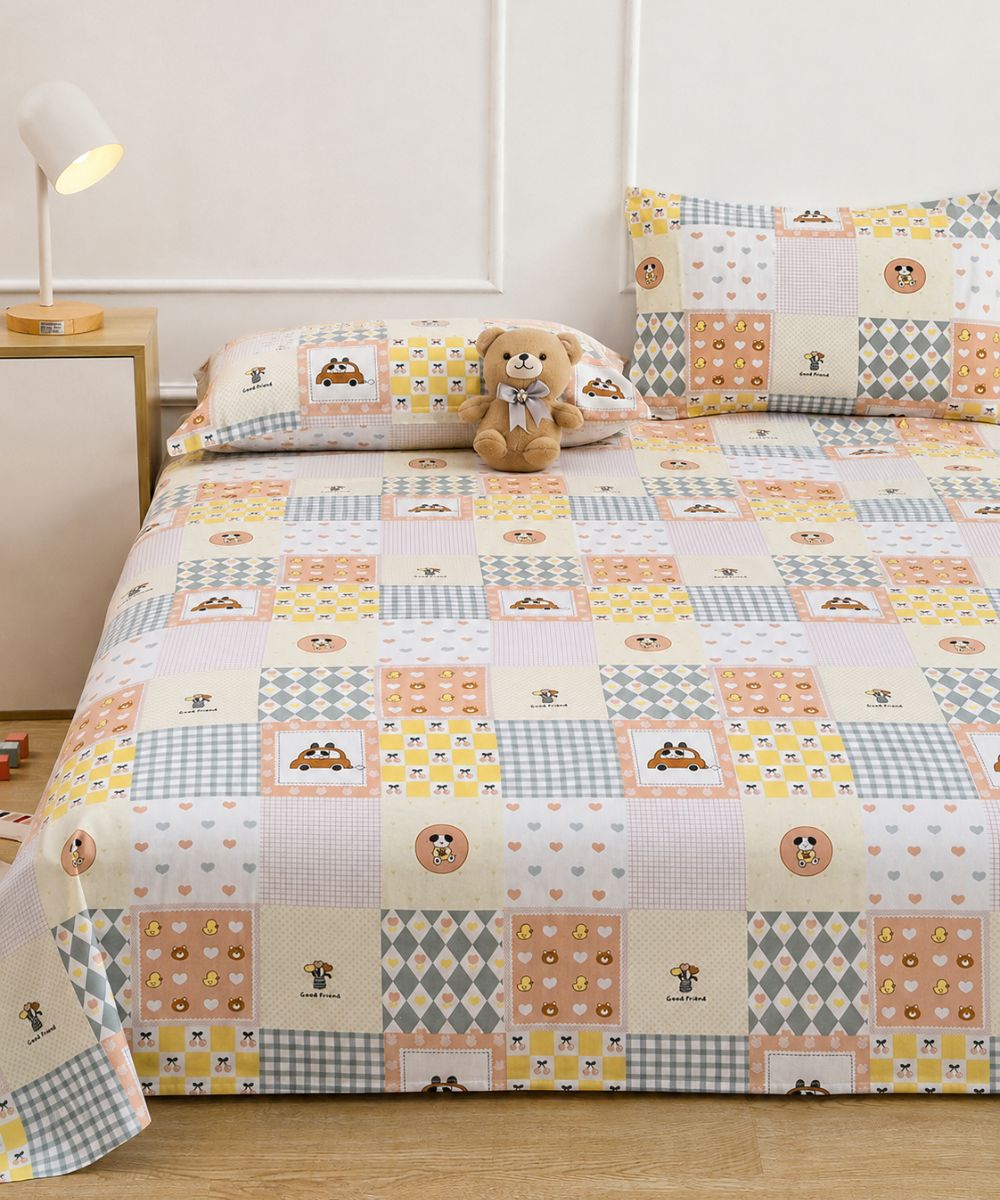 Sweet Bear Dreams Kids Bedsheet With Pillow Covers