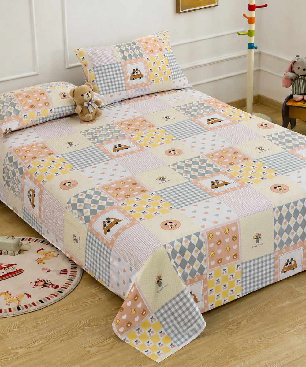 Sweet Bear Dreams Kids Bedsheet With Pillow Covers