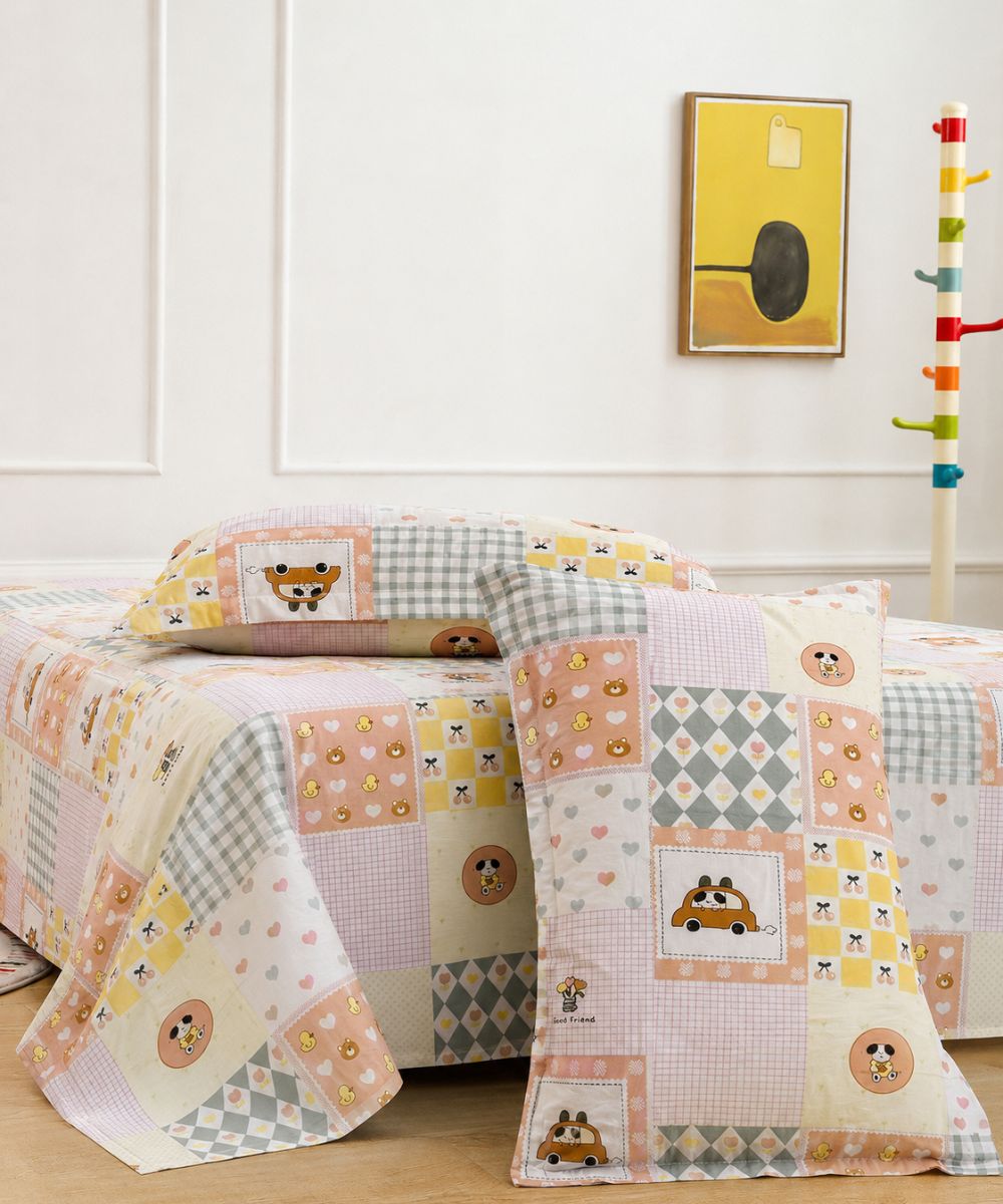 Sweet Bear Dreams Kids Bedsheet With Pillow Covers