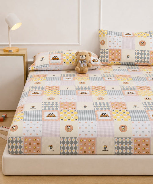 Sweet Bear Dreams Kids Bedsheet With Pillow Covers