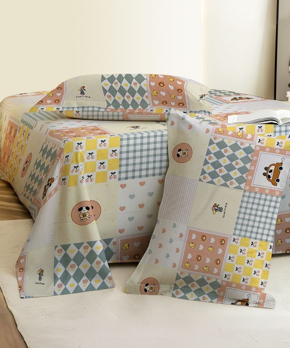 Sweet Bear Dreams Kids Bedsheet With Pillow Covers