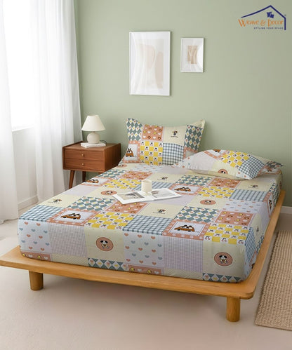 Sweet Bear Dreams Kids Bedsheet With Pillow Covers