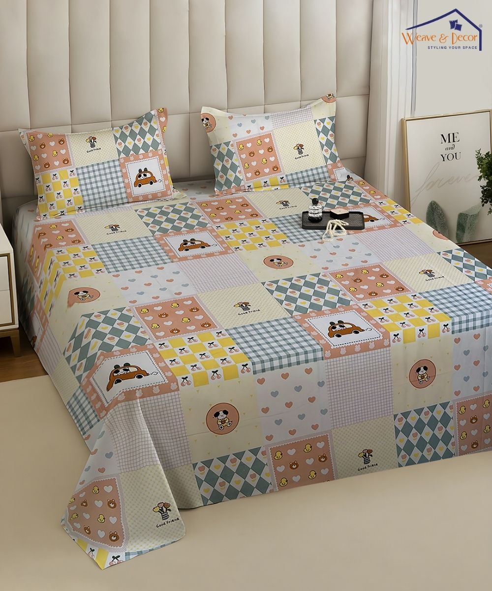 Sweet Bear Dreams Kids Bedsheet With Pillow Covers