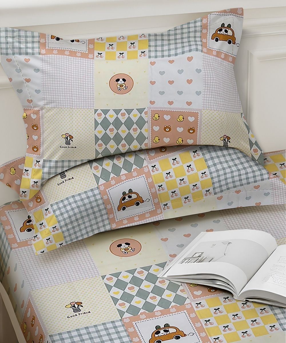 Sweet Bear Dreams Kids Bedsheet With Pillow Covers
