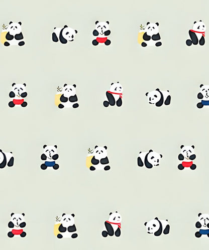 Cute Panda Print Kids Bedsheet With Pillow Covers
