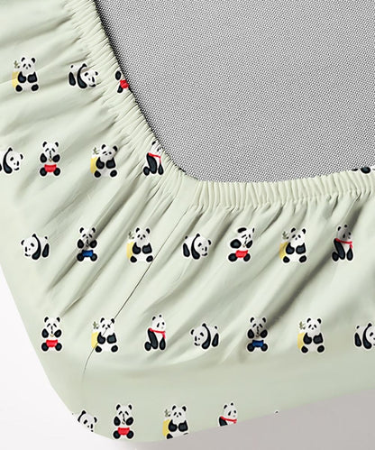 Cute Panda Print Kids Bedsheet With Pillow Covers