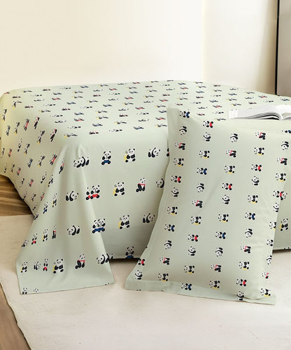 Cute Panda Print Kids Bedsheet With Pillow Covers