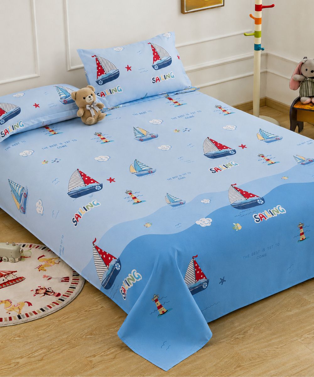 Little Sailor Kids Bedsheet With Pillow Covers