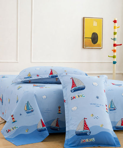 Little Sailor Kids Bedsheet With Pillow Covers
