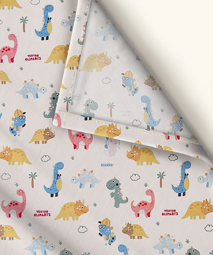 Jurassic Fun Kids Bedsheet With Pillow Covers