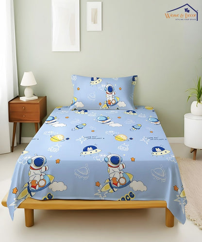 Galaxy Adventure Kids Bedsheet With Pillow Covers