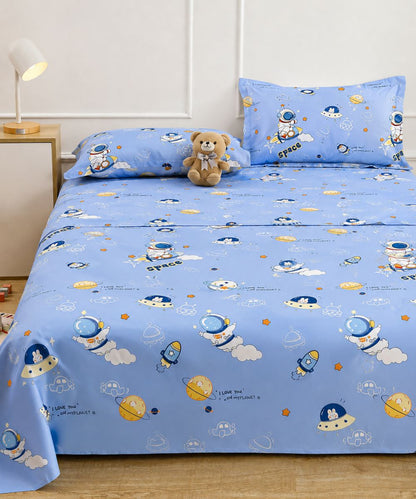 Galaxy Adventure Kids Bedsheet With Pillow Covers