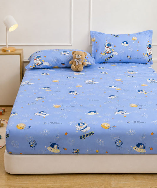 Galaxy Adventure Kids Bedsheet With Pillow Covers