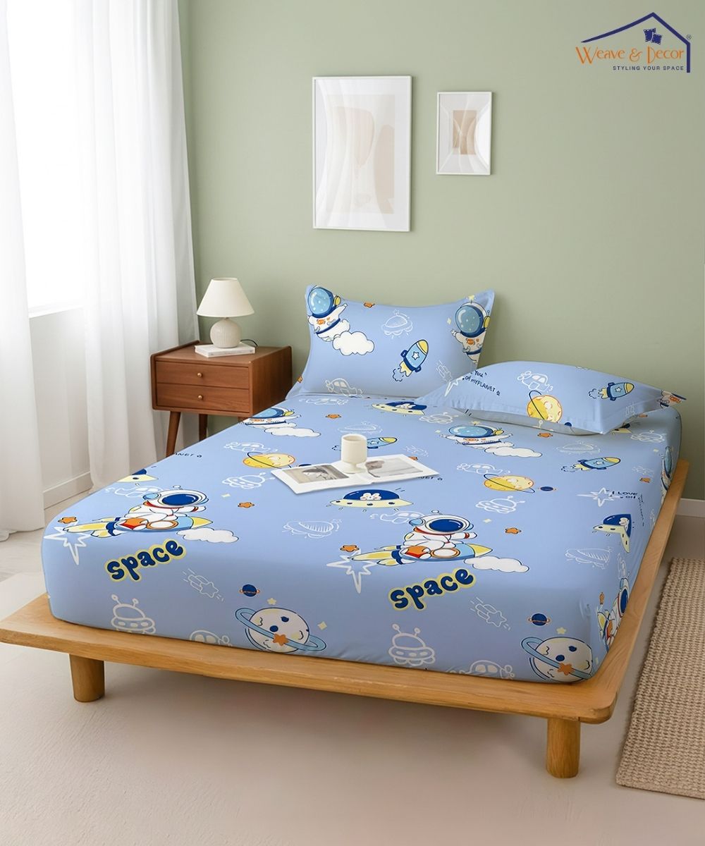 Galaxy Adventure Kids Bedsheet With Pillow Covers