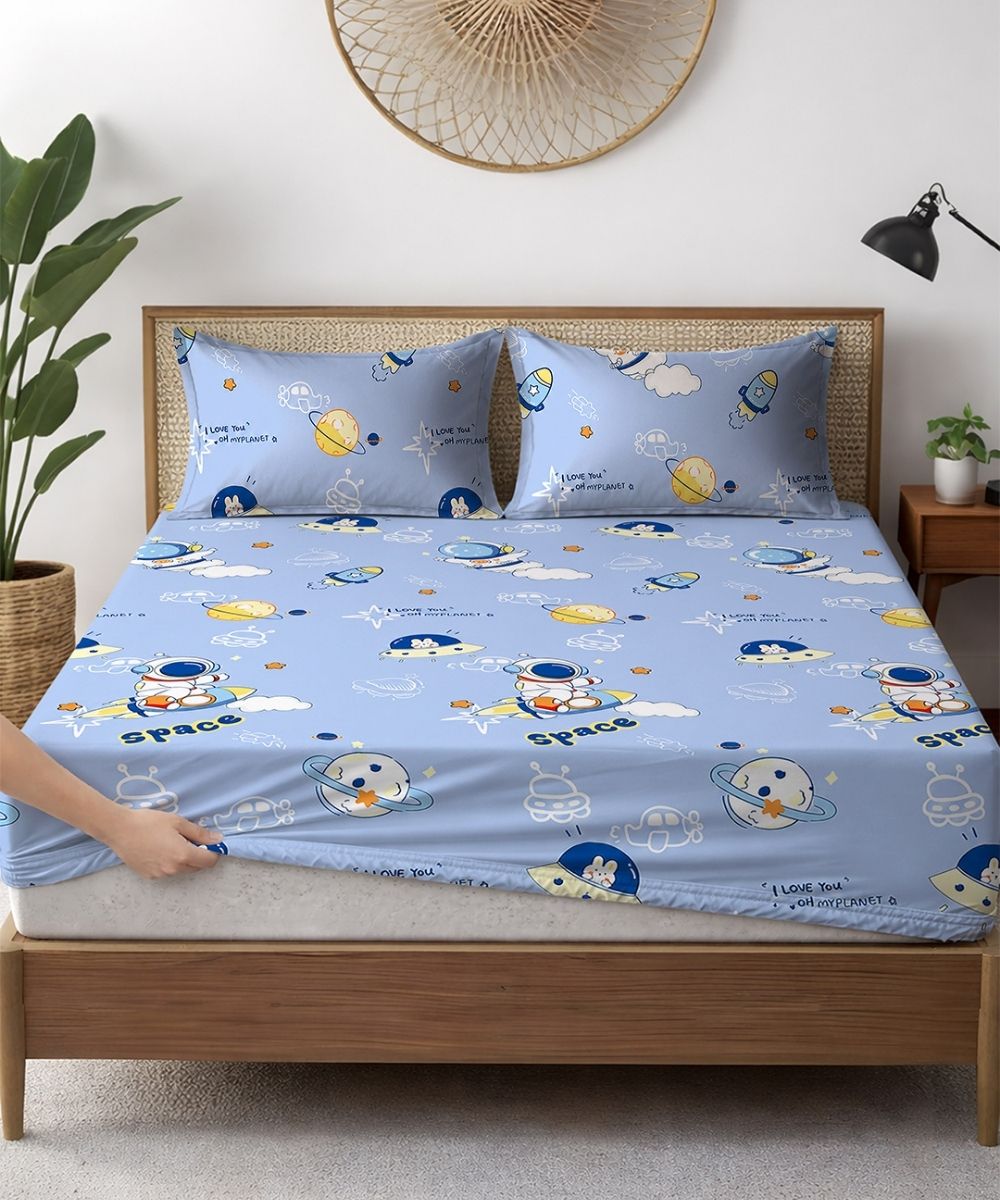Galaxy Adventure Kids Bedsheet With Pillow Covers
