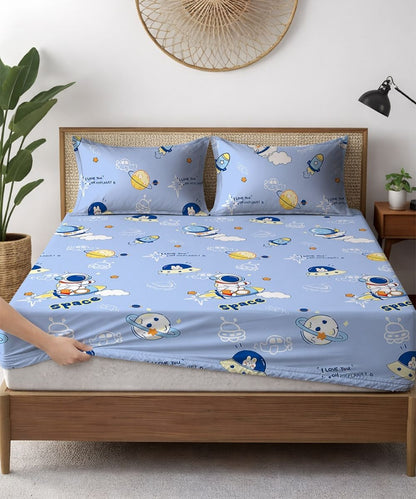 Galaxy Adventure Kids Bedsheet With Pillow Covers