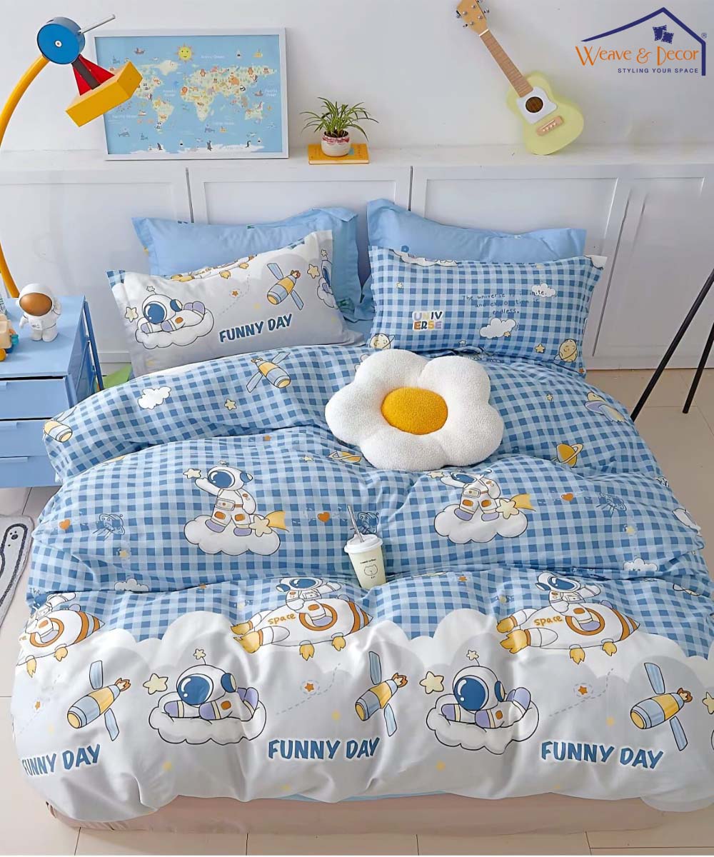 Space Adventure Kids Bedsheet With Pillow Covers