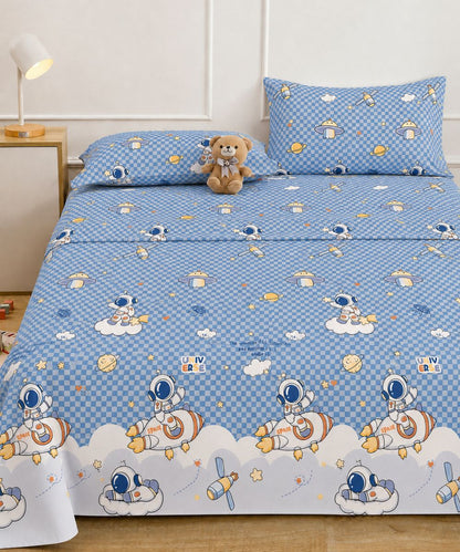 Space Adventure Kids Bedsheet With Pillow Covers