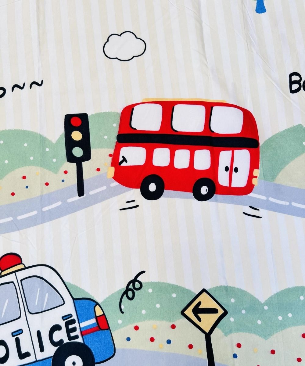 City Ride Kids Bedsheet With Pillow Covers