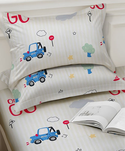 City Ride Kids Bedsheet With Pillow Covers