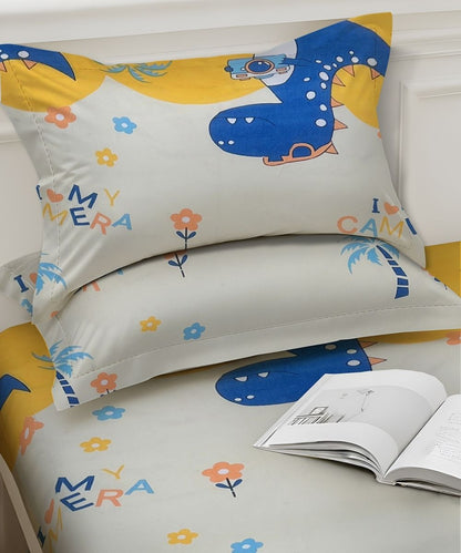 Fun With Dino Kids Flat Bedsheet With Pillow Covers