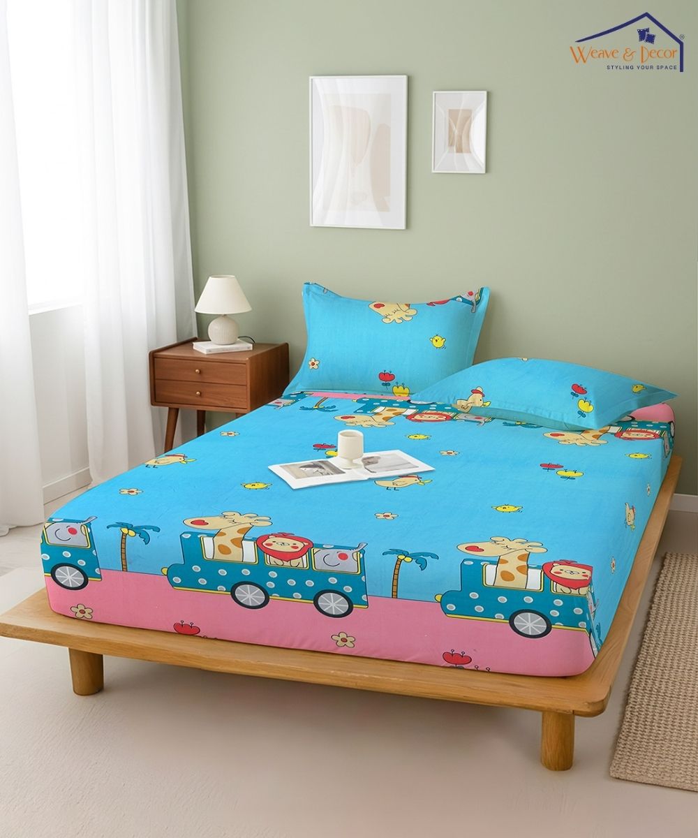 Safari Adventure Kids Kids Bedsheet With Pillow Covers