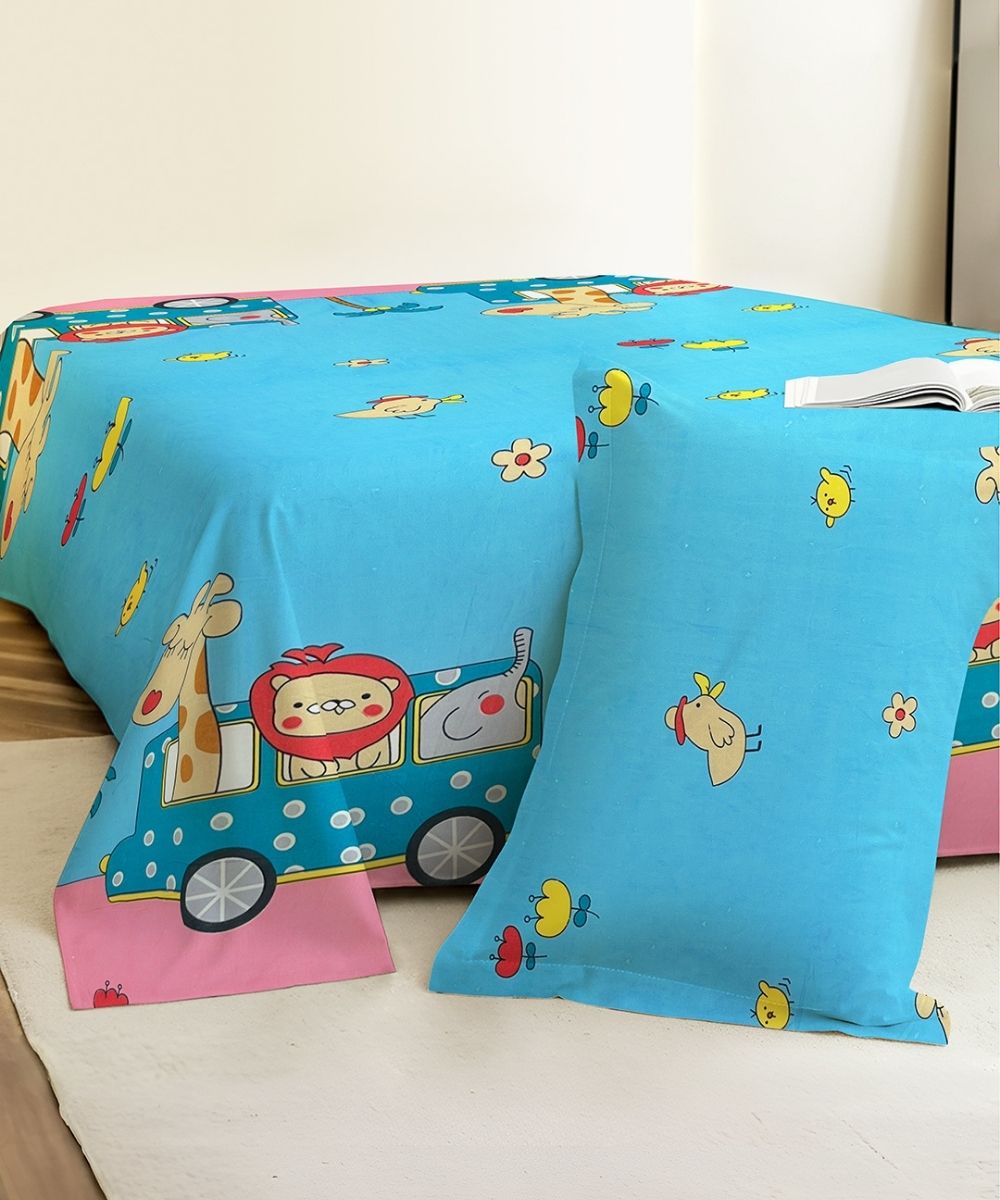 Safari Adventure Kids Kids Bedsheet With Pillow Covers