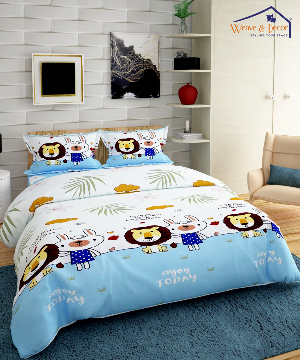 Lion & Bunny Buddies Kids 350GSM Double Bed Comforter